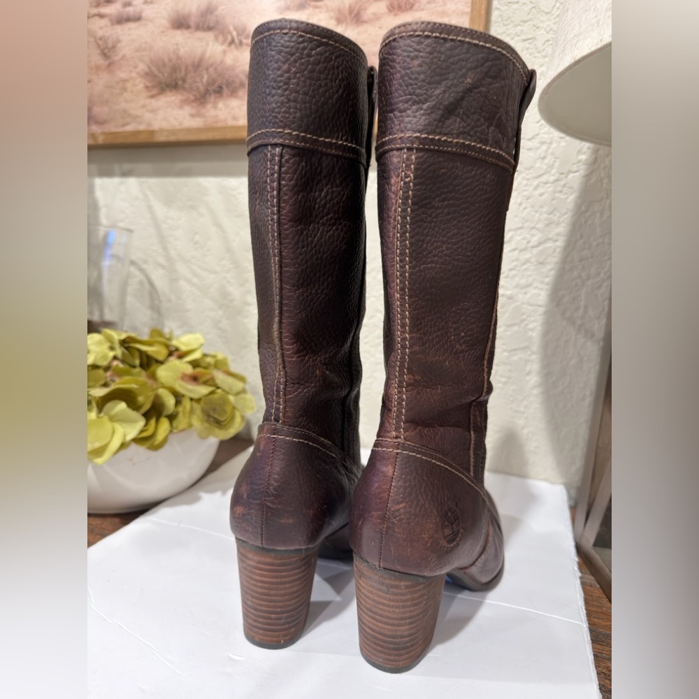 Timberland Women's 11" Rudston Platform Boots Sz 7.5 Block Heel Brown Leather - Picture 8 of 17